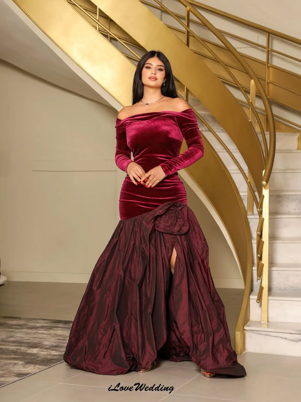 레드 오프숄더 프롬 드레스 2025 A라인 플리츠 웨딩 파티 드레스 여성용 게스트 정장 가운 플로어 길이 맞춤 제작