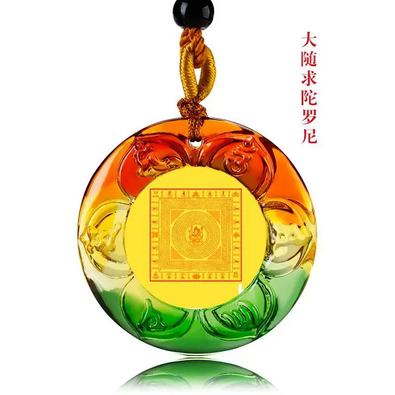 2PCS Greco-Buddhist pocket travel efficacious Mascot Auspicious Dharani Heart Mantra Crystal Pendant Buddhist Amulet talisman