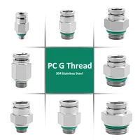 Manguera de aire de acero inoxidable 304, Conector de tubo neumático de rosca G, 1/8, 1/4, 3/8, 1/2 M5, BSP, acoplamiento rápido