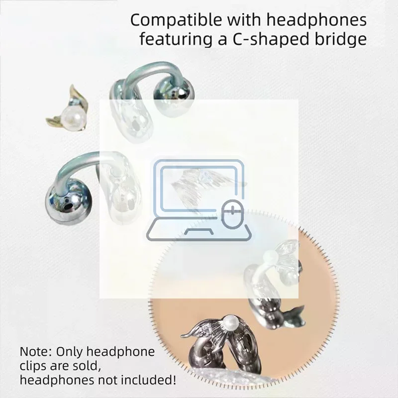 Artificial Crystals Earphone Clips 2 Pieces Set Creative Headphone Accessories for Secure Hold During Workouts