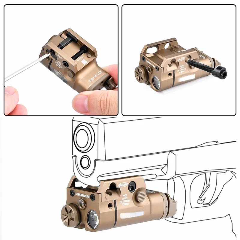 Imagem -06 - Lanterna de Pistola Tática sf Xc2 Metal Atualizado Laser Vermelho e Verde Scout Light Led Branco Apto para Caça G1718 19 Airsoft Wargame