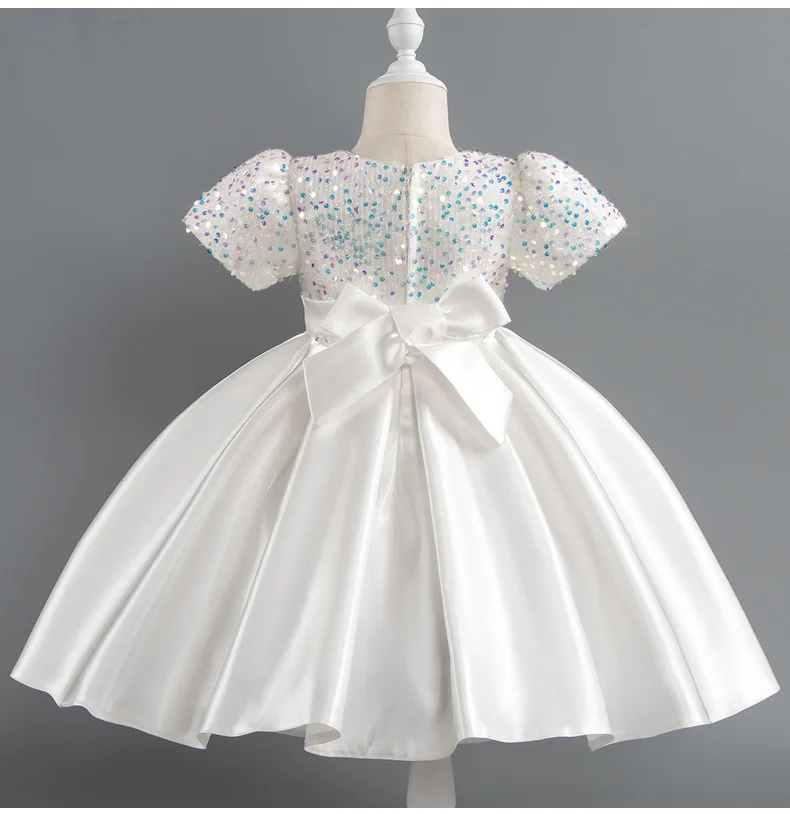2 3 4 5 6 7 8 9 10 Years Girls Princess Dress Summer Sequin Bow Girls Wedding Dress Piano Performance Costume New Kids Clothes