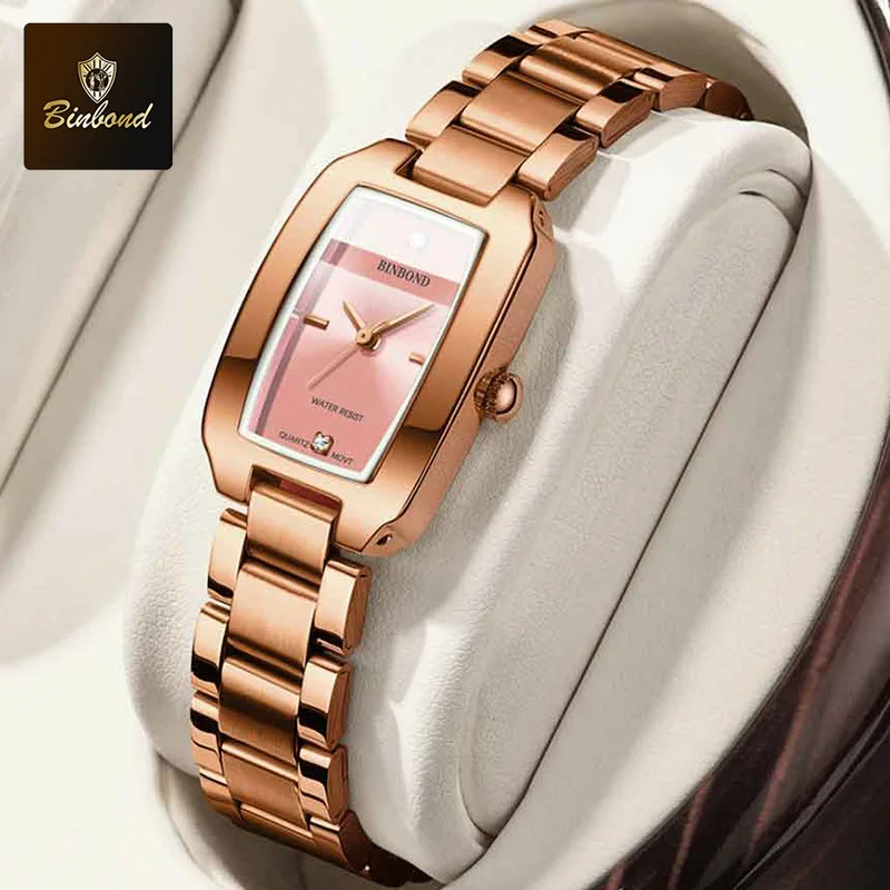 

BINBOND Elegant Lady Watch Luxury Stainless Steel Waterproof Women Watch Creative Fashion Original Quartz Watch Relogio Feminino