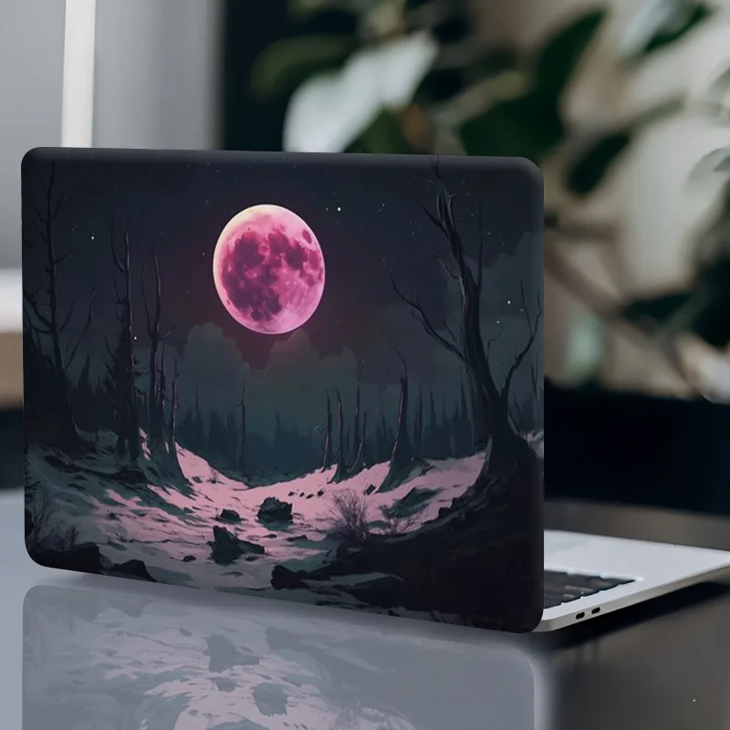 

2-х предметный чехол для ноутбука Winter Forest Night Sky — прочный чехол из ПВХ с дизайном в полнолуние и звездное небо, светло-коричневая поверхность, сделай сам