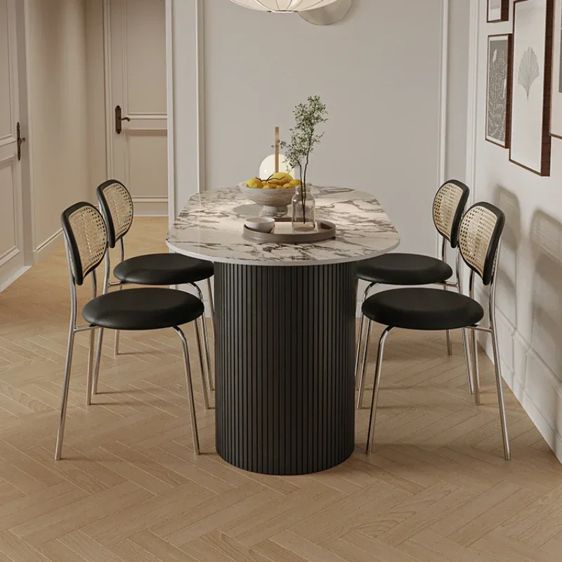 Nordic Modern Coffee Dinning Tables Restaurant Set Kitchen Oval Dinning Tables Set Chairs Mesa Plegable Home Furniture