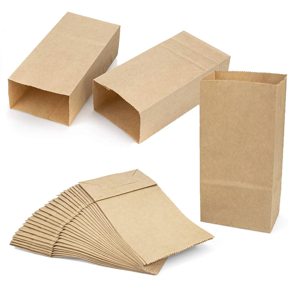 100 peças mini sacos de presente de papel kraft casamentos, aniversários e embalagens de presente, sacos de guloseimas para eventos |   Design Simples |   Saco de papel Kraft