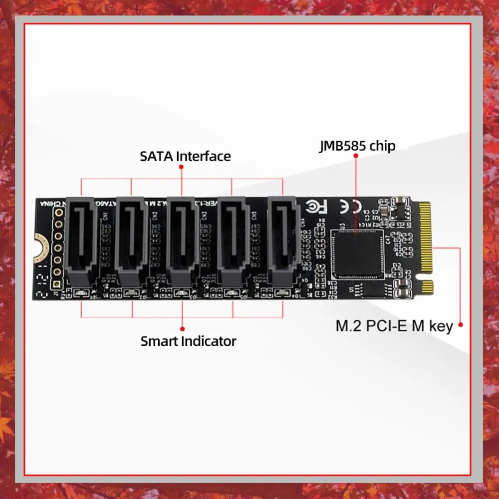 M.2 M-Key PCI Express To SATA 3.0 Hard Disk Adapter Card Support for  OS/Windows /Linux Converter Card Support PM Function