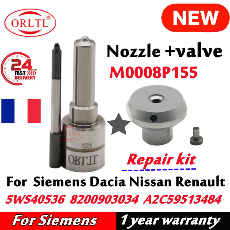 Kits de réparation buse M0008P155 + Valve injecteur Diesel 5WS40536 8200903034 A2C59513484 pour Siemens Dacia Nissan Renault ORLTL