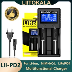 Liitokala Lii-PD2 Lii-500 Lii-S2 do ponownego ładowania z ładowarką, 3.7V 18650 18350 18500 21700 26650 1.2V AA NiMH LiFePO4 LCD ładowarka