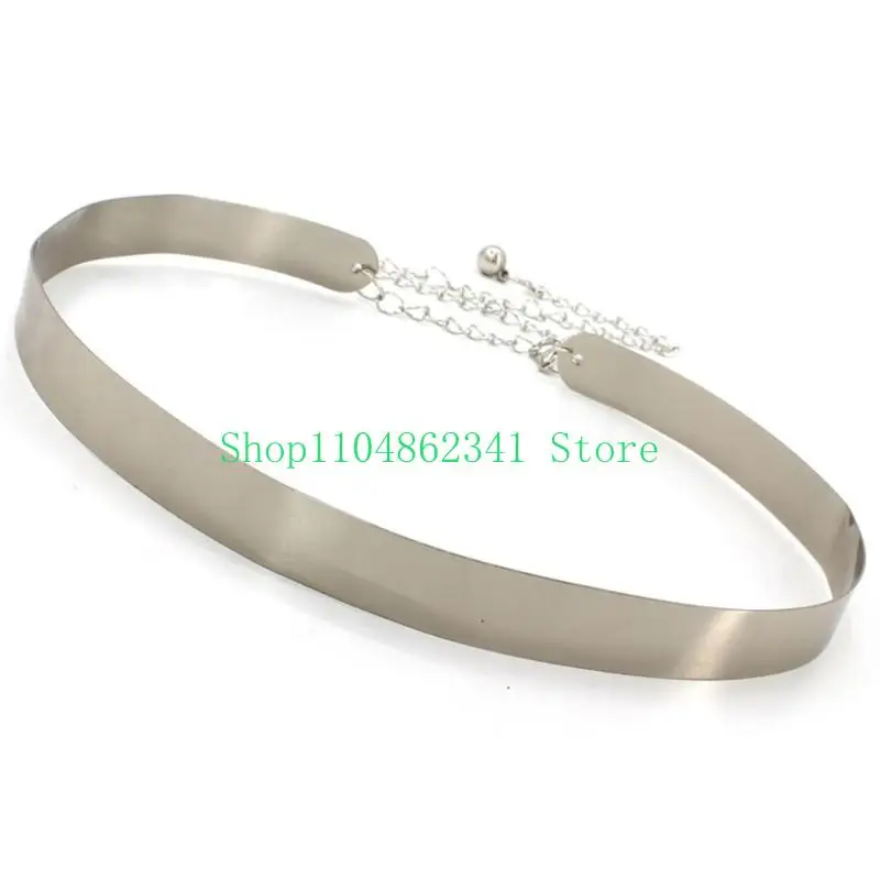 5ASD女性メタルシンチベルトゴールドウエストバンド調整可能なドレスベルト光沢のある磨かれたベルト