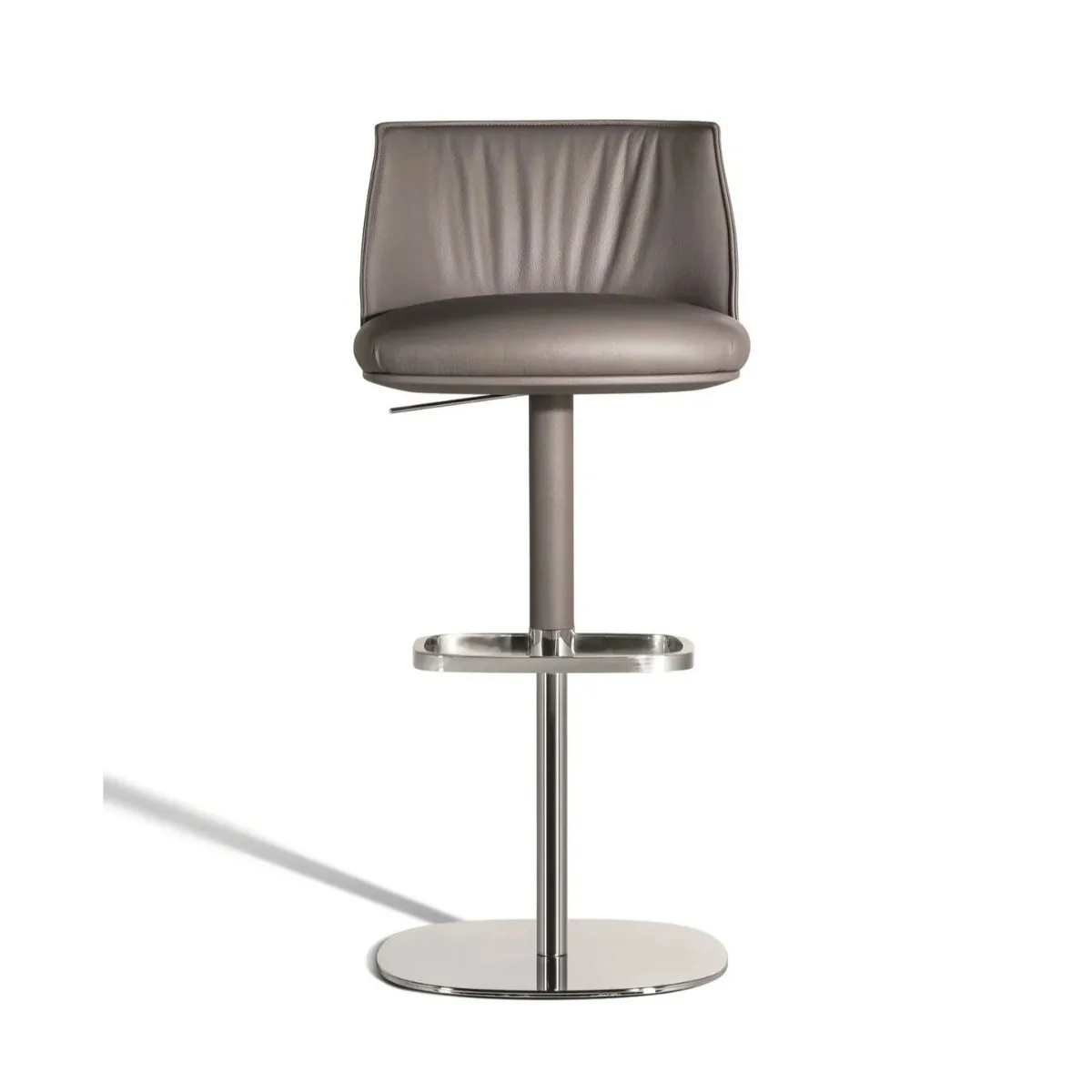Modern Purple Leather Adjustable Swivel Bar Stool with Stainless Steel Base for Hotel and Dining Use