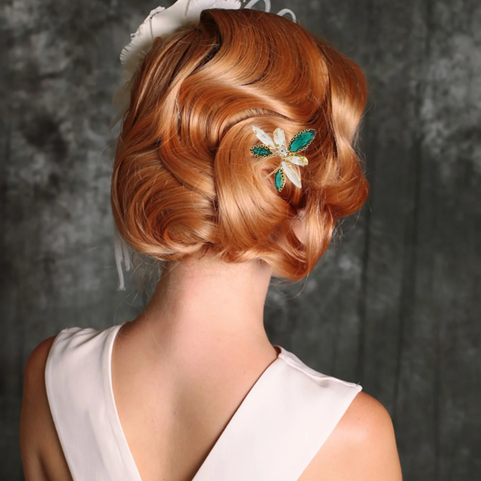 Green U-shaped Hairpin Decorative Clips French Beauty Hairpins Flattened Handmade Chignon Chinese Ancient Style