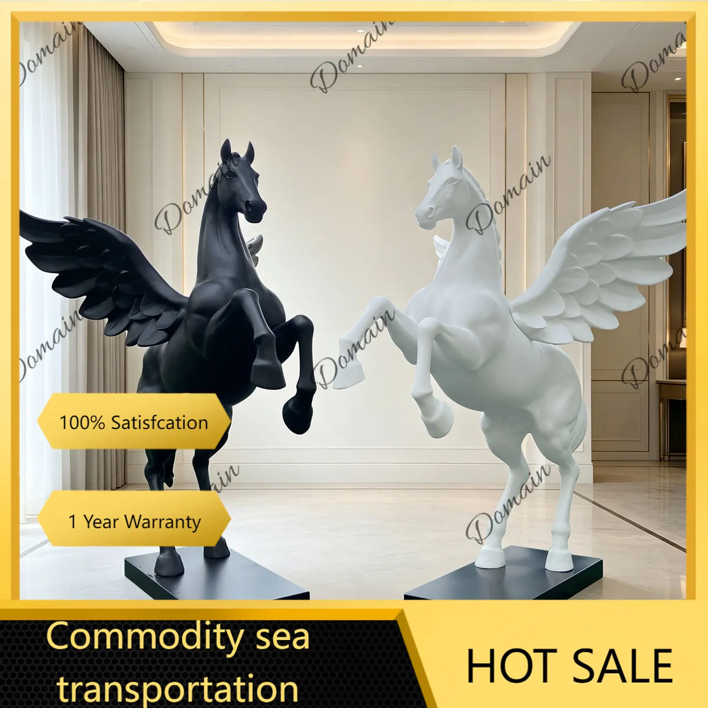 41 N FRP Large Abstract Pegasus Floor Sculpture Commercial Space Square Wedding Installation Soft Decoration Ornament