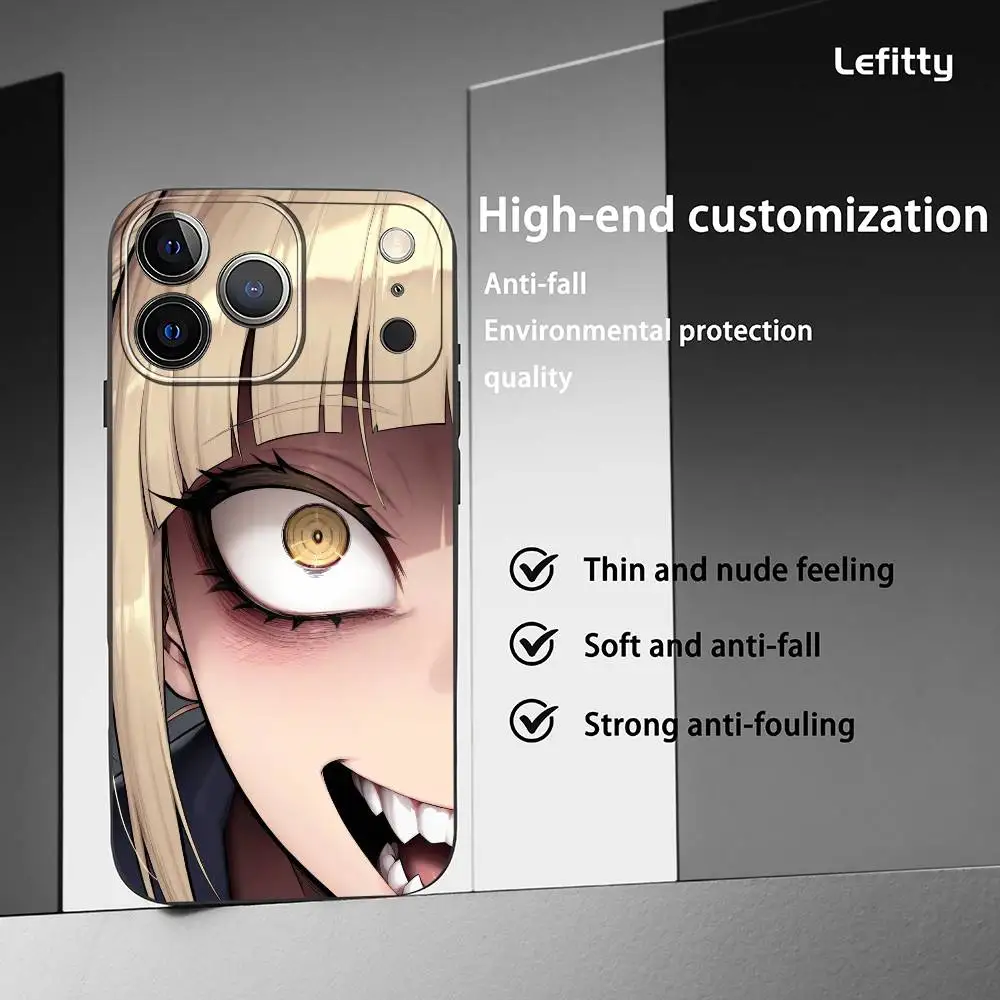 حافظة هاتف Himiko Toga A-Academia Hero لهاتف آيفون 17 16 15 14 13 12 11 Pro Max Plus Mini Black Frosted Soft Shell Funda