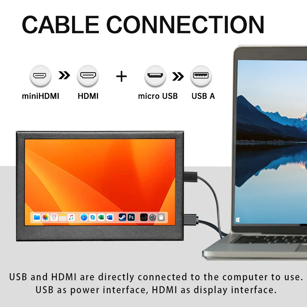 Imagem -02 - Lesown-mini Tela Ips Tela Hdmi Resolução hd 800x480 Alimentado por Usb Fino Menor Monitor Secundário para pc Windows Mac 43