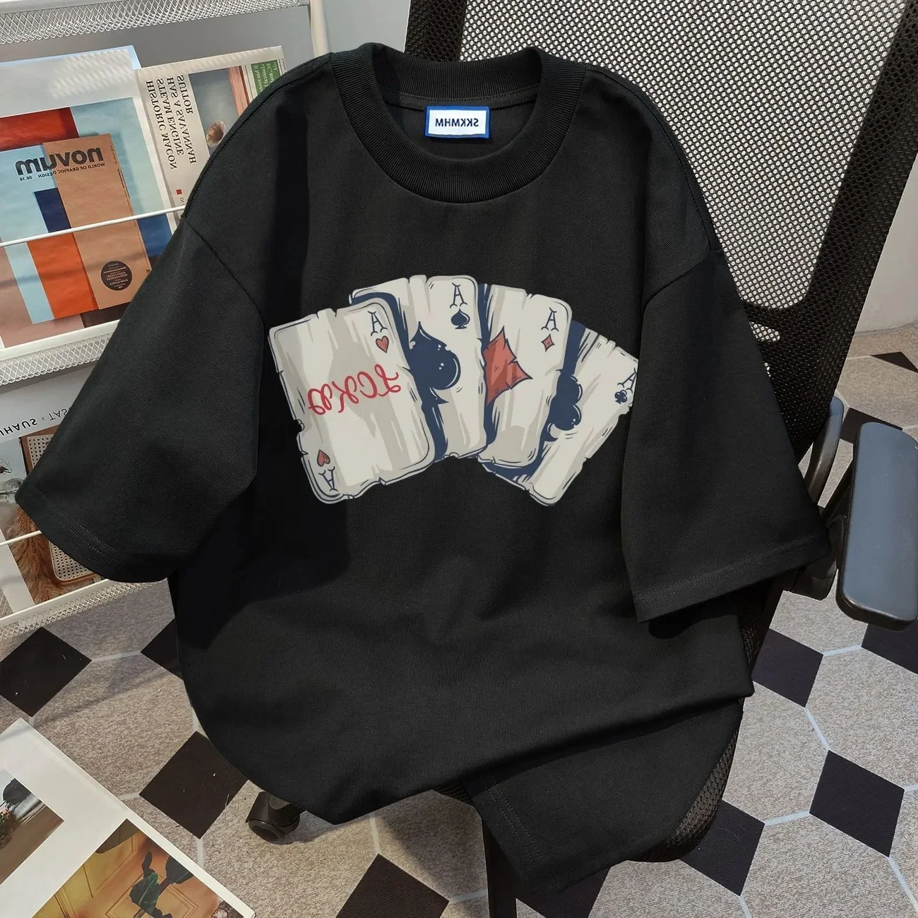 

Женская футболка больших размеров (до 300 фунтов), летняя, с принтом, круглым вырезом, коротким рукавом, в корейском стиле, свободная, повседневная, универсальная, в стиле Ins.