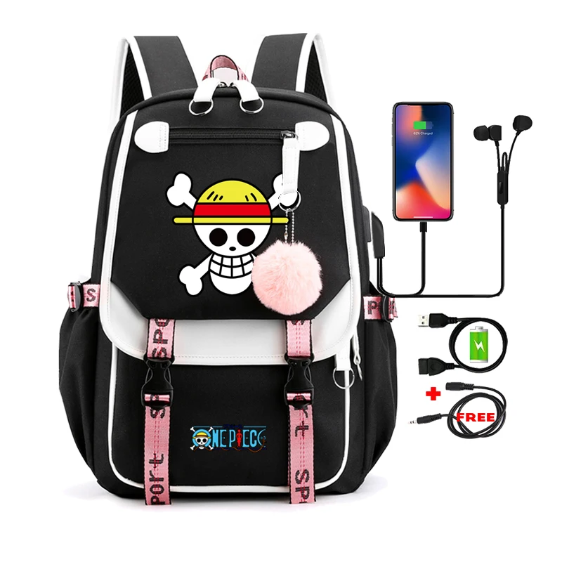 

Anime ONE PIECE Backpack for Teenage Girl Pockets New School Student Kawaii Backpack Women Harajuku Cute Mochila Back To School