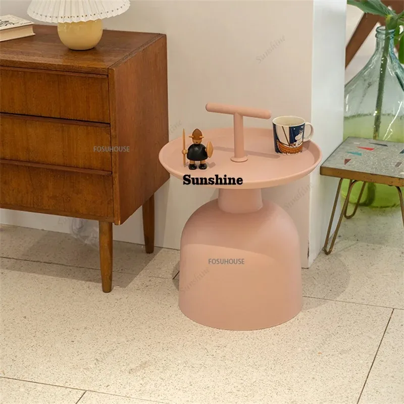 Nordic Plastic Coffee Table for Living Room Furniture Home Minimalist Creative Sofa Side Table Balcony Round Coffee Desk Table N