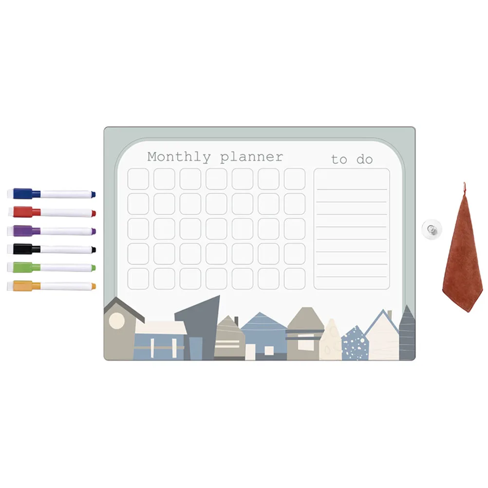 

Magnetic Whiteboard for Fridge Desk Erasable Notepad Monthly Planner 6 Pens Soft Magnetic Dry Erase Board Plastic Fridge Wall