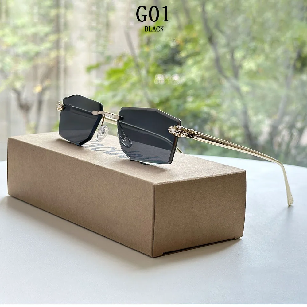 2026 randlose Sonnenbrille Frauen Vintage Luxus Mode Gläser Shades Dropshipping Luxe Lentes De Sol Mujer Lunette Soleil Femme – Detail 3