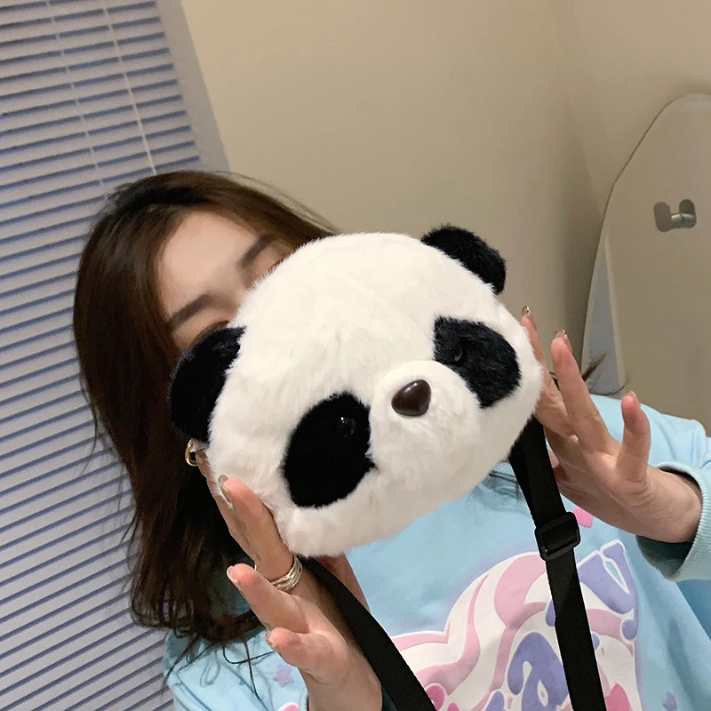 Cute Plush Crossbody Bag Panda Backpacks One Shoulder Diagonal Wallet Animals Toy Coin Purse Kids Birthday Gift