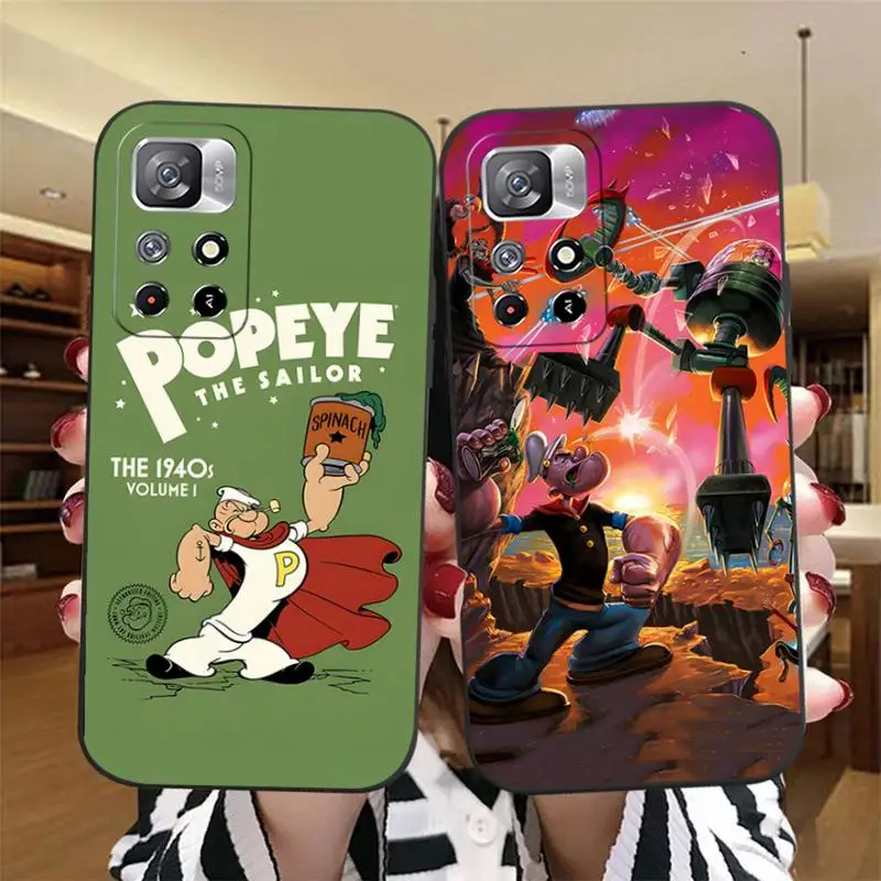 Cartoon P-popeye Sailors Phone Case For Xiaomi Redmi Note 11 8 9 10 6 Pro 10T 9S 8T 7 5A 4 5 Pro Plus Soft Silicone Cover