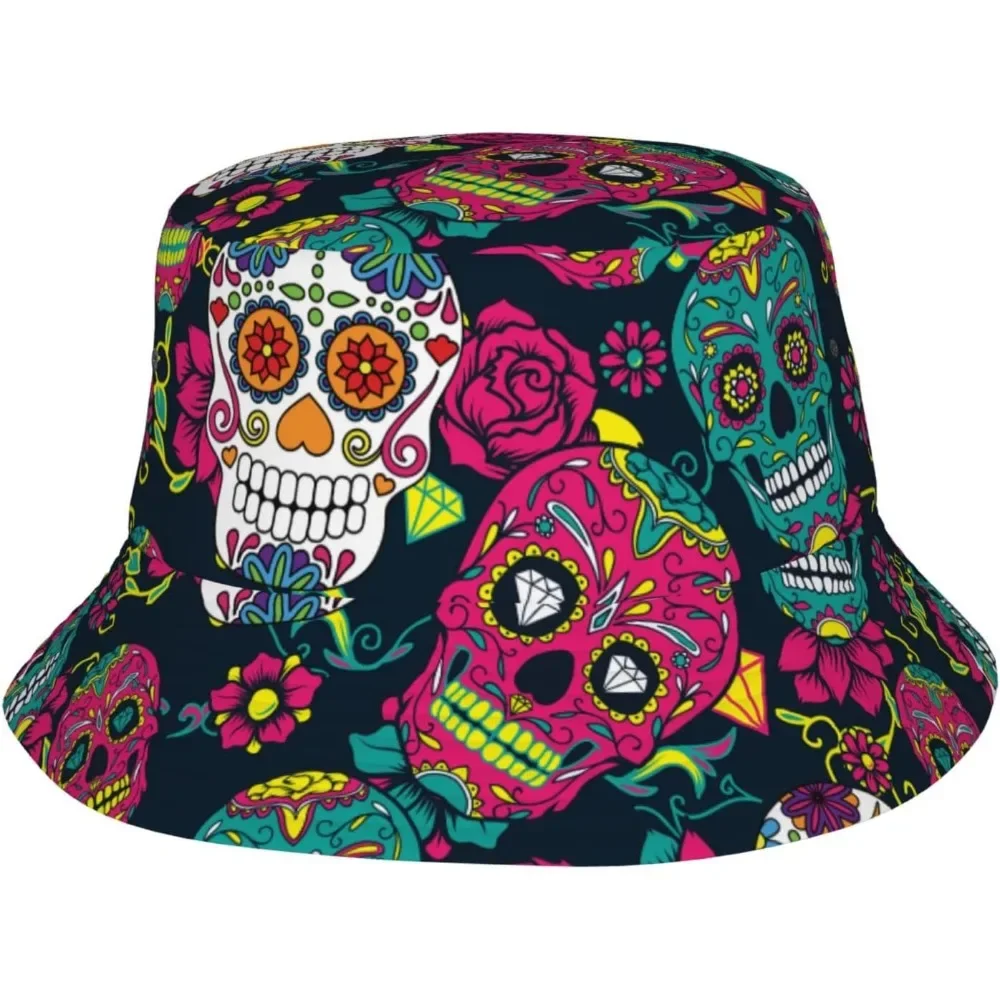 Gorra de pescador con calavera mexicana, Gorras de Hip Hop, sombrero de cubo con estampado Unisex para verano, jardinería al aire libre, playa, Camping, senderismo, Gorras de pesca