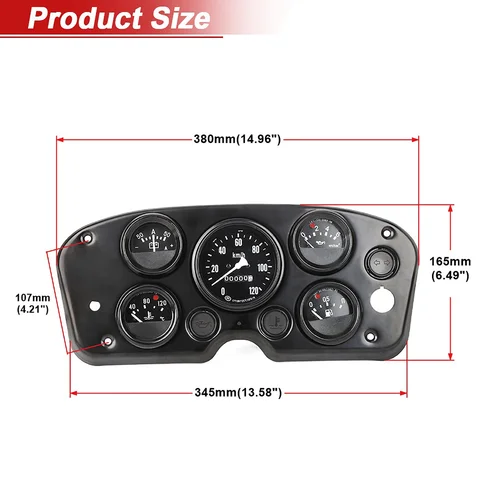 Imagen 2 del producto Medidor de presión de aceite, medidor de voltios, velocímetro, Kit 5 en 1, Panel de instrumentos completo, medidor Universal/largo, Panel de instrumentos completo