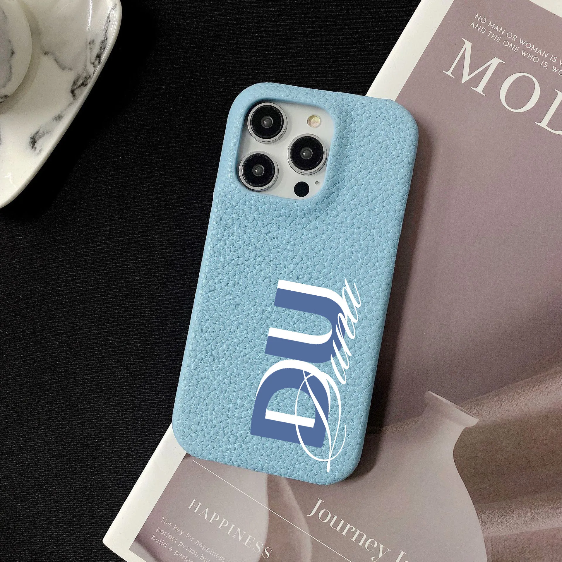 Personalised inevitable Initial kafr letters name Leather Case for iphone 11 12 14 13 15 Pro Max 16 14Plus Luxury Hard Covers