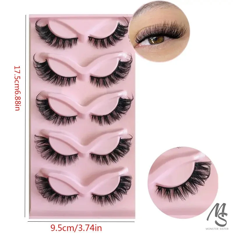 5 par rzęs Fox Eye Faux Mink Natural Long Fluff Soft Languor Fake Lashes Makeup Bulk Cat Eye Eyelash Extension Supplies