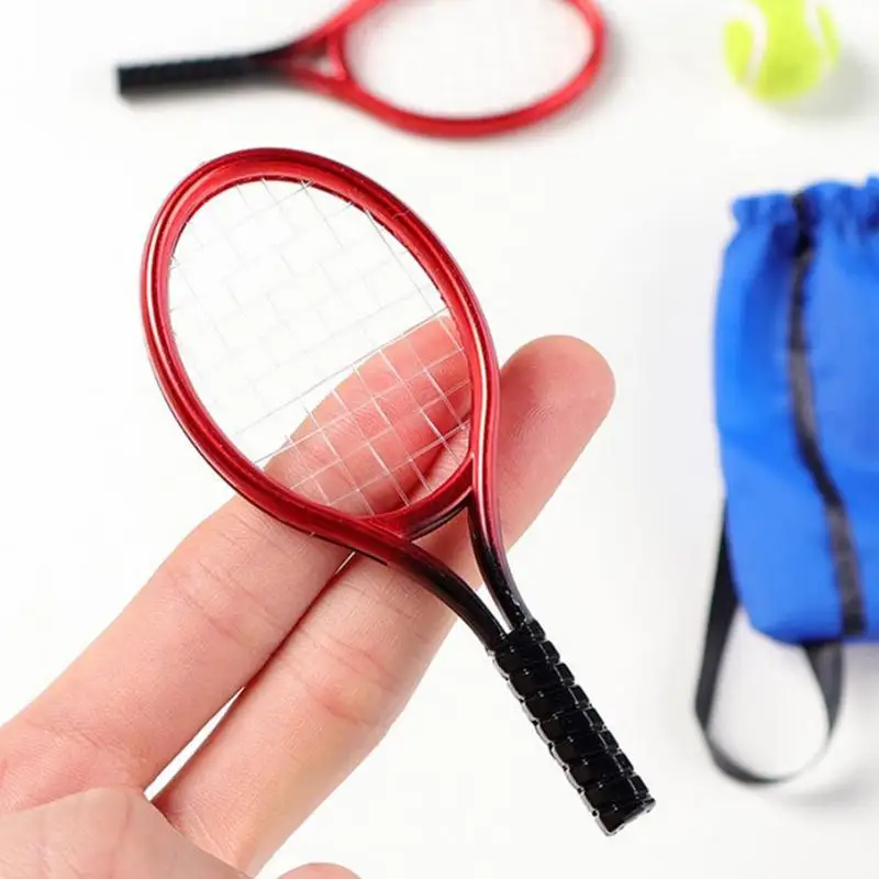 Photo Props Gift Creative 4PCS/Set Doll Tennis Racket kits  Simulation Sport Equipment Set Mini Dollhouse Accessories