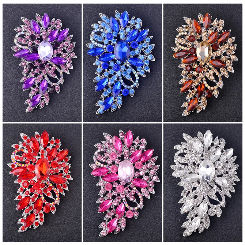 SKEDS Women  Luxury Rhinestone Large Size Pin Exquisite Fully Crystals Creative Women's Badges Banquet Brooch Jewelry