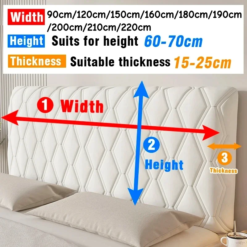 Thick Velvet Headboard Slipcover Elastic Stretch Bed Headboard Cover Diamond Quilted Backrest Protector for Bedroom Home Decor 6