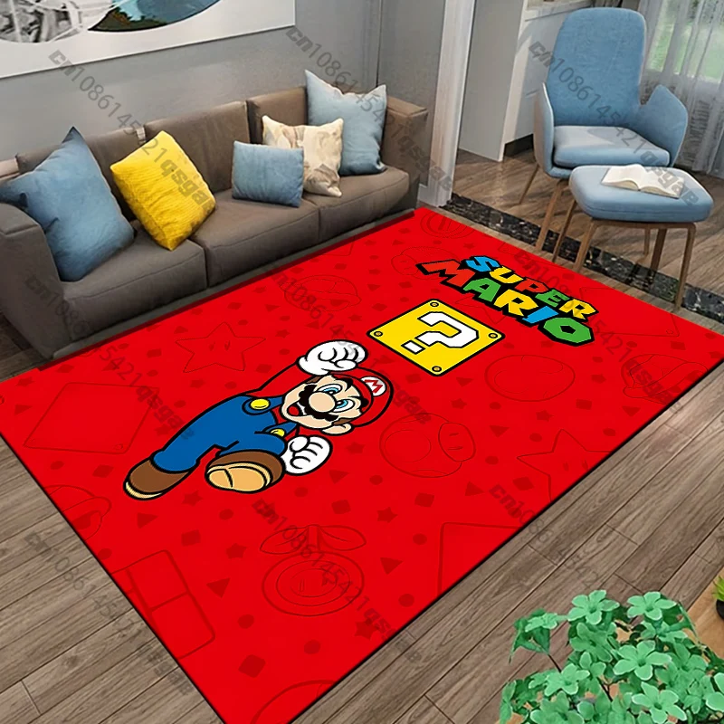 Super Mario Bros Movie Game Cartoon Pattern Living Room Bedroom Carpet Bedside Floor Mat 15 Size Kid's Room Play Mat Area Rug