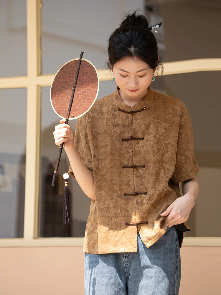 

Limited Edition Original Design Silk irt Women's High-End New Chinese Sle ort Sve irt Summer Commute