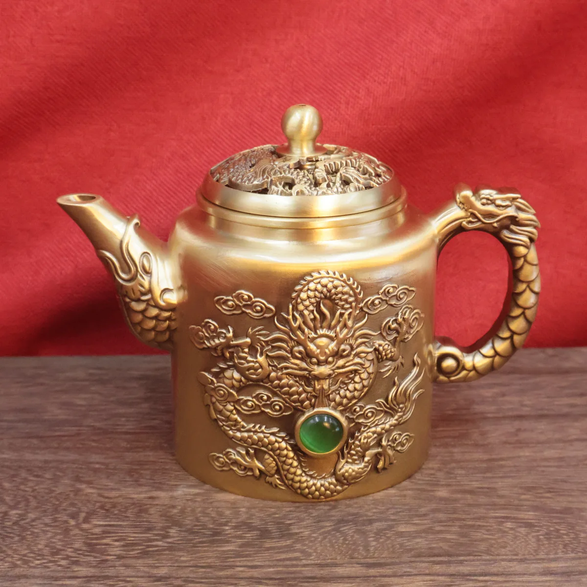 HT  Source factory Longfeng teapot antique hand-held pot Longfeng wine pot copper home decoration ornament wholesale