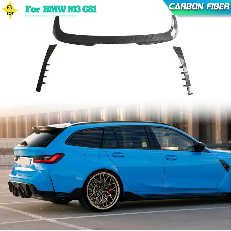 Carbon Faser Auto Hinten Dach Spoiler Flügel Für BMW M3 G81 2021-2023 3 Teile/satz Racing Dach Spoiler Flügel