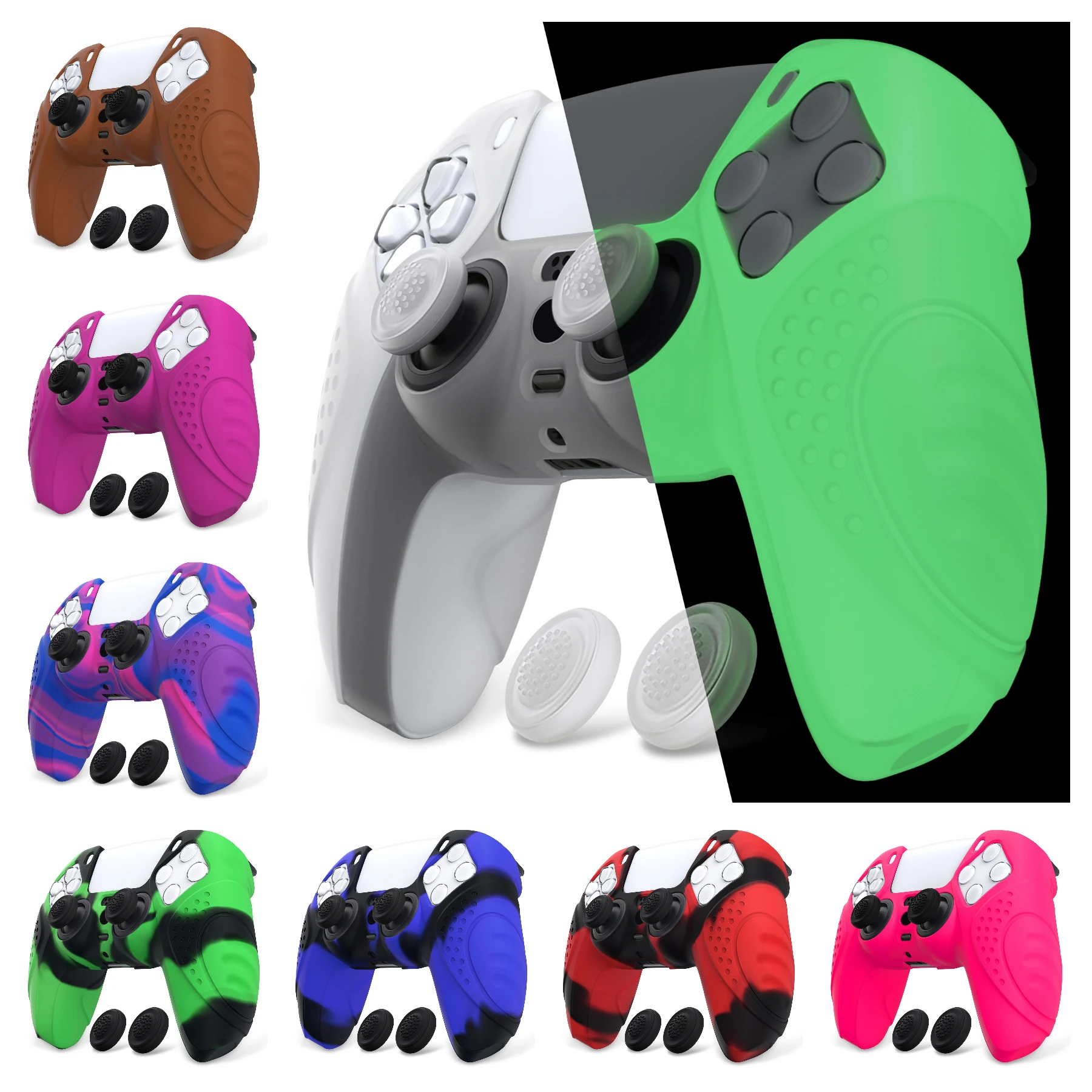 

eXtremeRate PlayVital Guardian Edition Anti-slip Silicone Case for ps5 Controller, Soft Rubber Protector Skins W/Joystick Caps