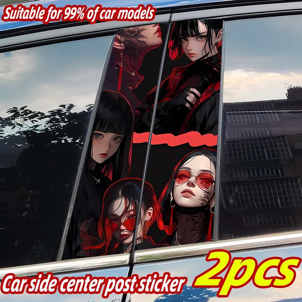 

Warrior Girl Samurai Car Sticker Waterproof Auto B Pillar Decor Cover Scratches Car Door Pillar Sunscreen Vinyl Decal Accessorie