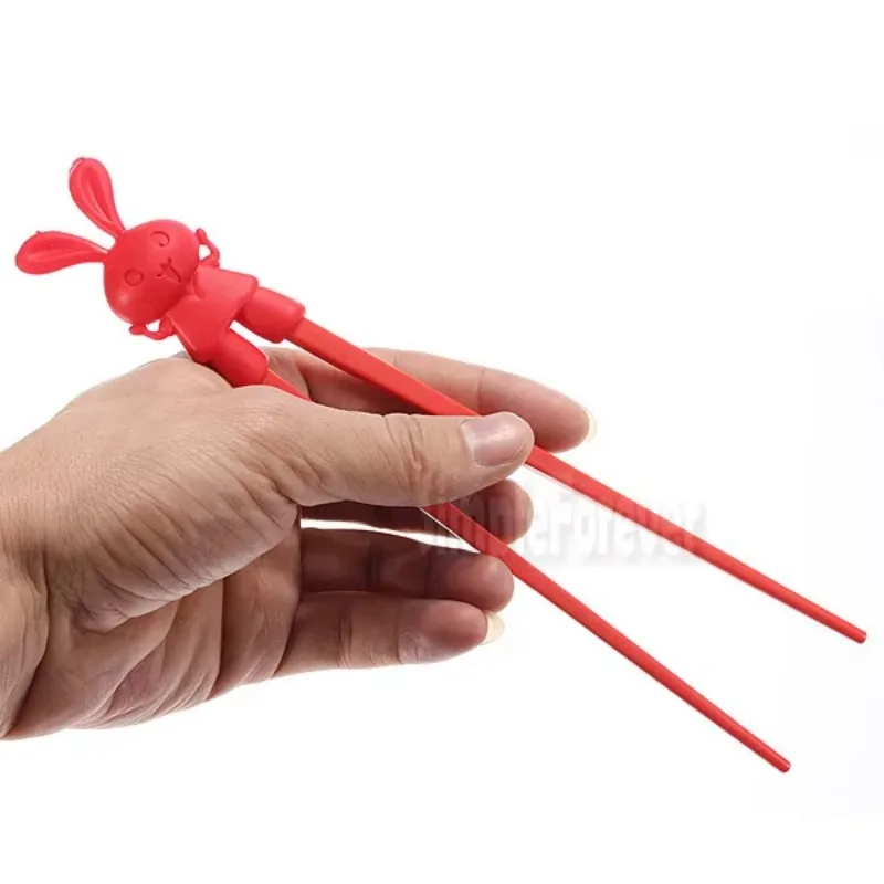 NIEUW 100 paar kinderen kind beginner gemakkelijk leuk leren training helper konijntje rubberen plastic eetstokjes