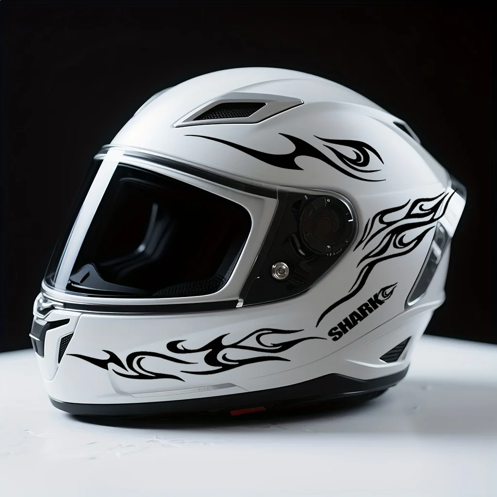 

Retro Flame Shark Sticker For Motorcycle Bike Helmet Decor