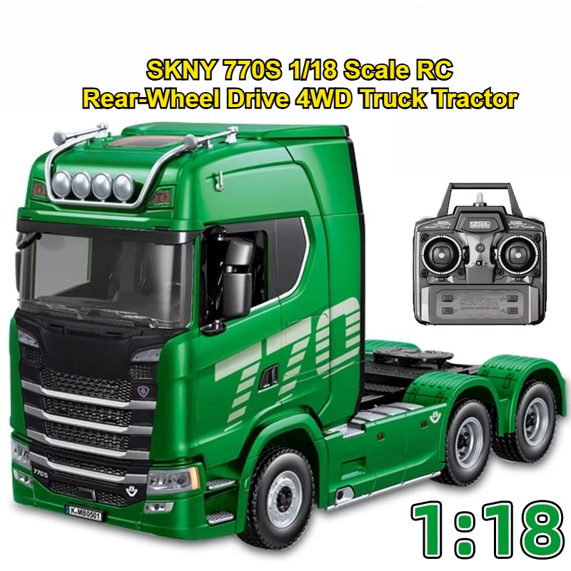 770S 1/18 RC Truck Legering Model 4WD Achterwiel 2,4 GHz Volledige Schaal 501D Trailer Cool LED Verlichting RC Truck Speelgoed voor Kinderen Volwassenen