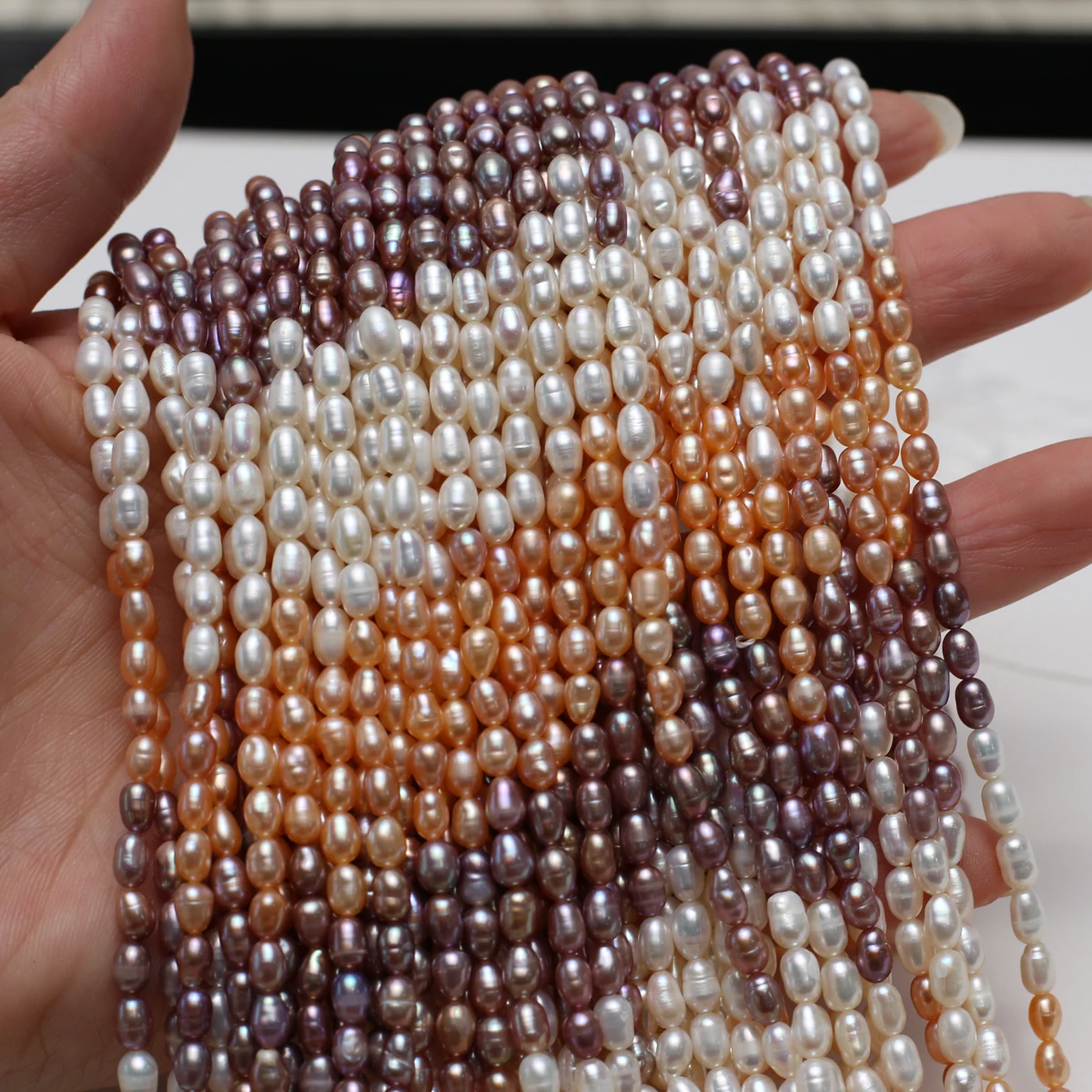 

AA 3-4mm Rice-Shaped Colored Natural Freshwater Pearl Semi-Finished Beads for Jewelry Making DIY Necklace Bracelet Accessories