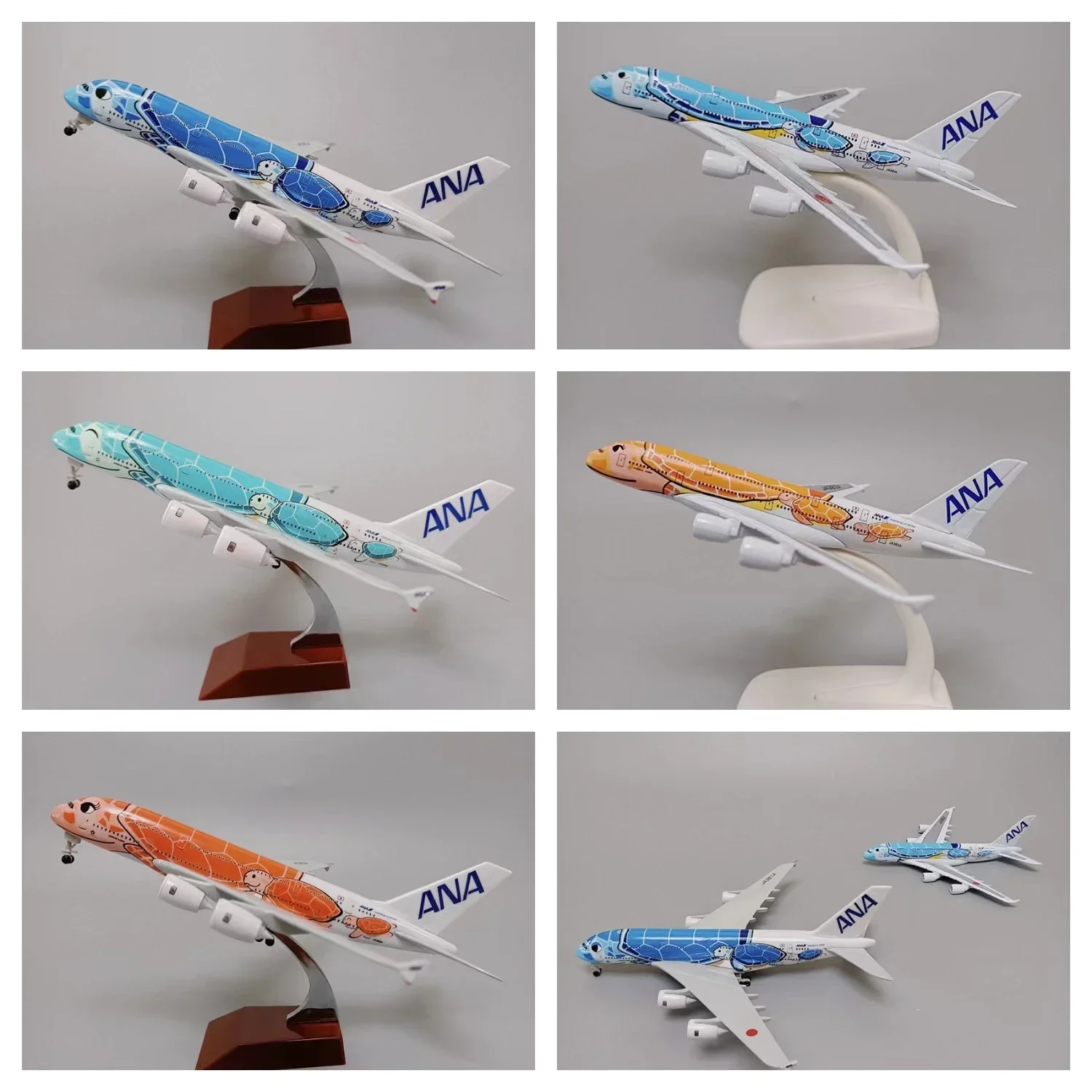 Japan Air ANA Airbus A380 Cartoon Sea Turtle Airlines Diecast Airplane Model Plane Aircraft w Landing Gears 18*20cm Alloy Metal