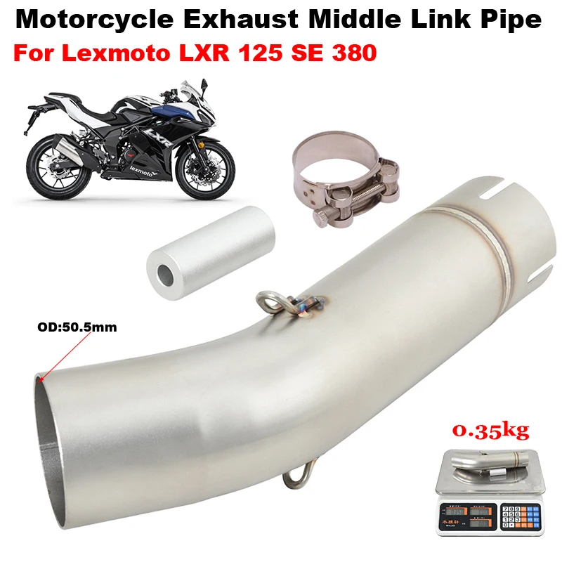 Motorcycle Exhaust Systems Middle Link Pipe Connection 51MM Muffler Moto Slip On For Lexmoto LXR 125 SE 380 2019 - 2023 Years