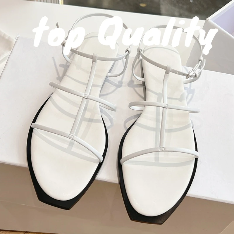 

2025 New Woman Sandalias For Leather Narrow Band Summer Shoes Women Sandals Women's flat shoes Casual Shoes