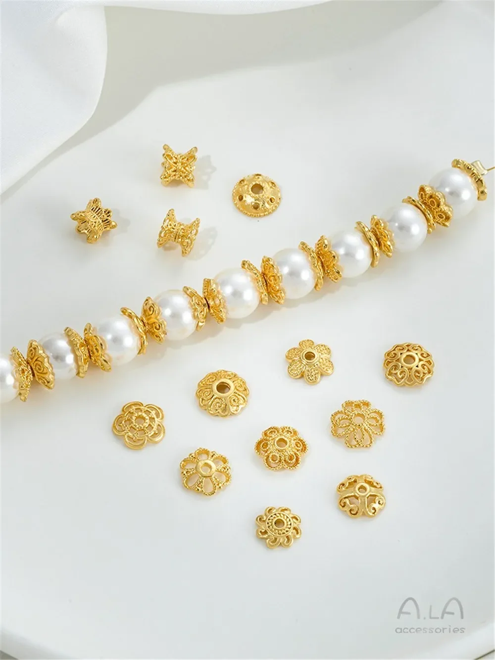 Sand Gold Bead Holder Double-sided Flower Holder Beaded Accessories DIY Beaded Bracelet Necklace Handmade Jewelry Material