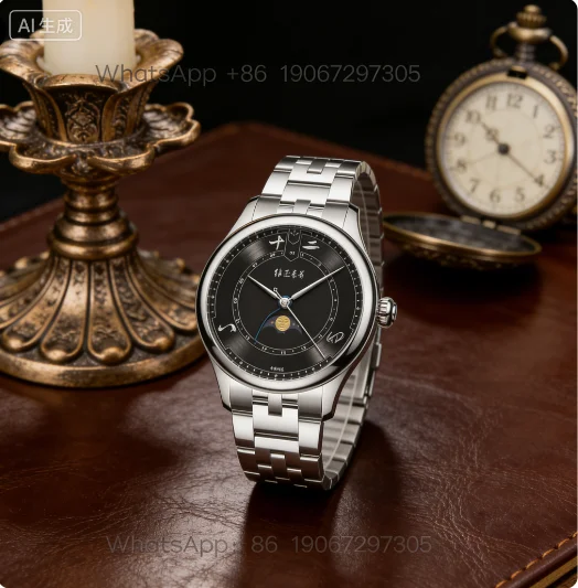 

New Original Chinese Style Watch Men's Mechanical Watch Automatic Chinese Moon Phase Calendar Steel Belt Waterproof Men's Watch