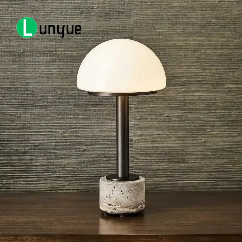 Modern Simple Rechargeable Desk Lamp Danish Marble Bedside Ambient Light for Bedroom Study Restaurant Creative Night Light