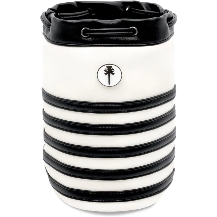 

PINKTEE Golf Ball Sack Valuables Pouch Leather Bag Bucket Waist Design with Removable Magnetic Ball Marker